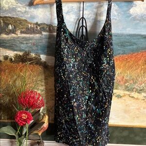 XL Prana Black multi color strappy swim Camisole